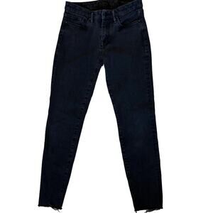 AllSaints Grace Skinny Jeans Black 26x25 Cropped Ankle Fray Raw Hem Distressed W
